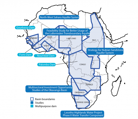 Fig. 3: “PIDA’s transboundary water Impact” from the African Union’s vision statement, “Programme for Infrastructure Development in Africa: Interconnecting, Integrating, and Transforming a Continent,” pg. 14.