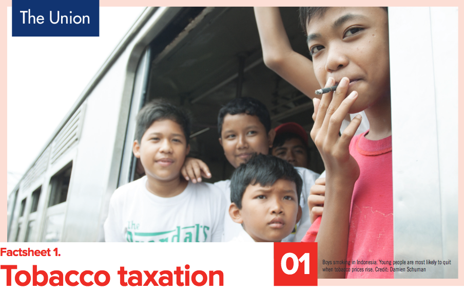 Cover of the International Union against Tuberculosis and Lung Disease’s Factsheet on Tobacco Taxation