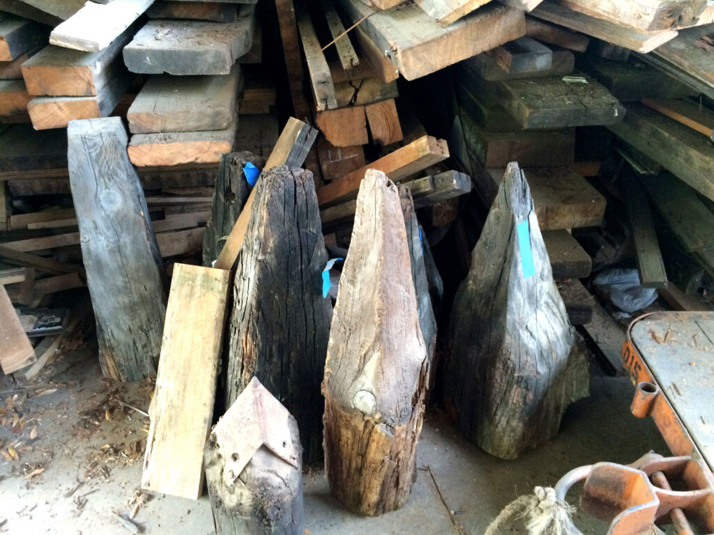 Wharf piling tips at Southern Pine Company, Savannah, 2016. Photo by Catherine Fennell