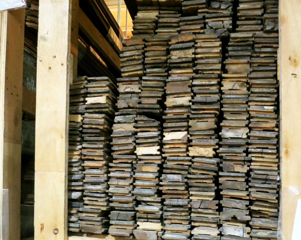 Flooring stacked and organized at Reclaim Detroit, Detroit, 2011. Photo by Catherine Fennell