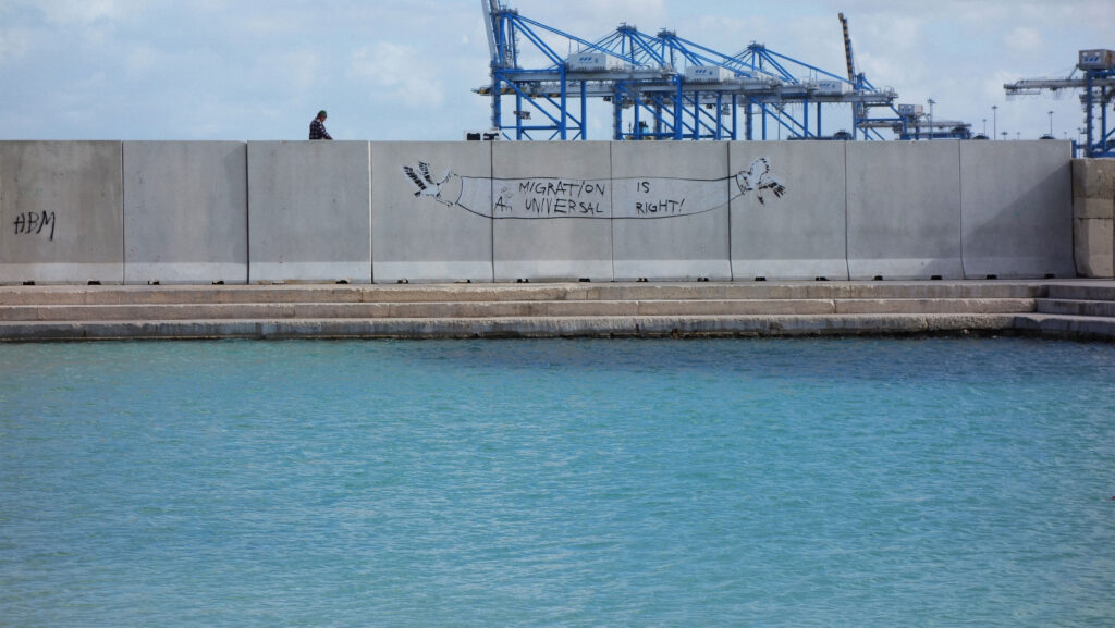 “Migration is a universal right.” Marsaxlokk, Malta.