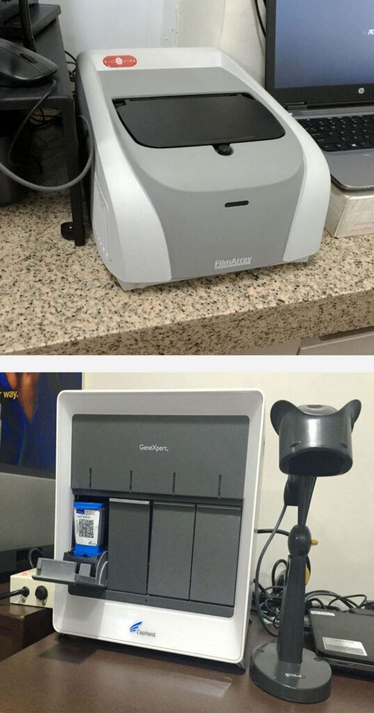 GeneXpert and BioFire on a lab bench. Delhi, India